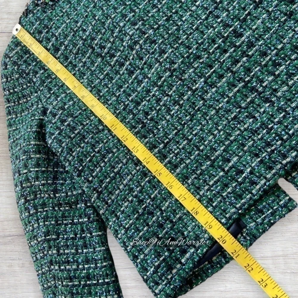 J.Crew Collection jeweled emerald + navy tweed blazer/jacket *shop@iamwarrior